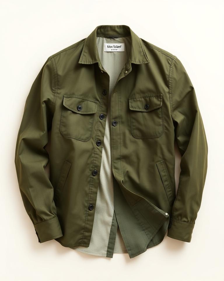 Stone Island — Overshirt in cotone oliva